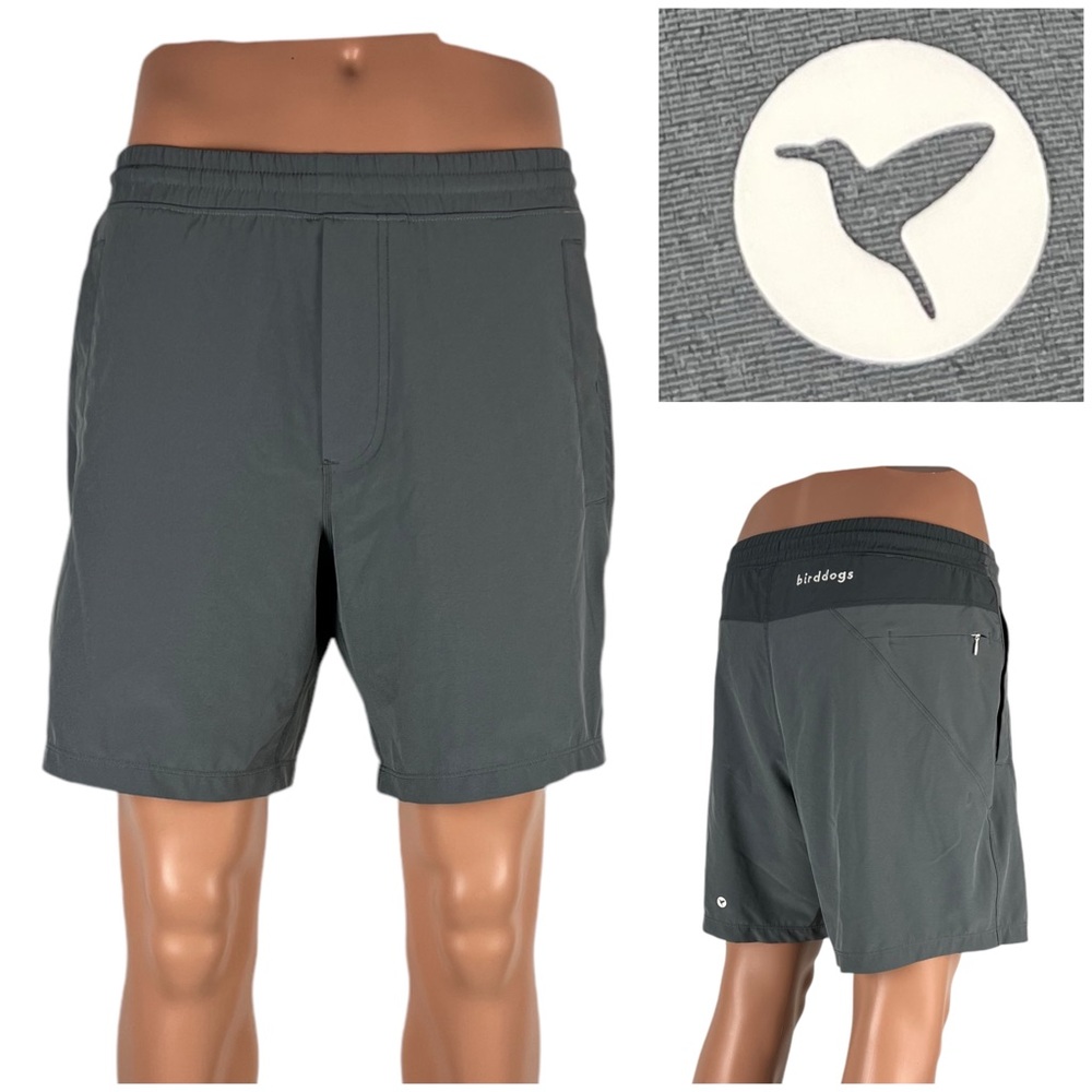 Birddogs Mens Medium Compression Lined Athleisure Shorts 7” Classic Gray EUC